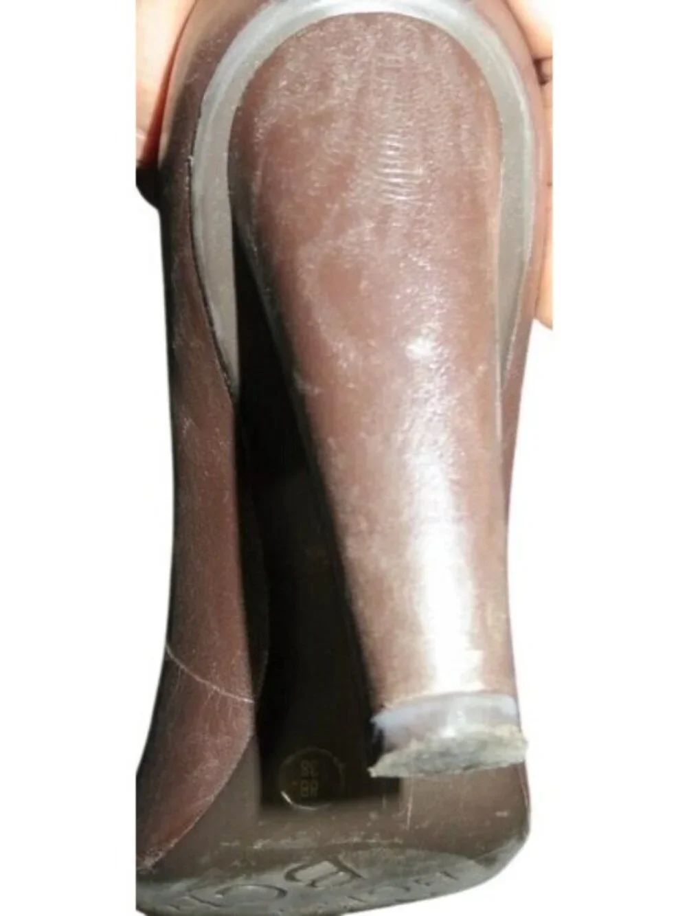BCBGeneration BCBGirls Brown Leather Retro Prep Chunky Heel Button Adorned Pumps